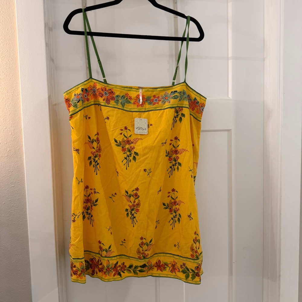 Free People Bali Take Me With You Mini Dress Floral XL Boho Festival Embroidered